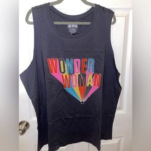 Torrid Charcoal Gray Wonder Woman 1970s Multicolor Logo Star Tank Top 3 3XL